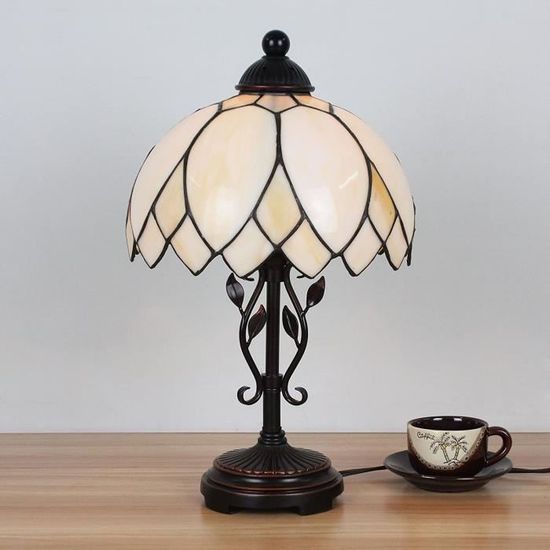 10 pouces blanc créatif Pastoral Minimaliste Tiffany Lampe de Table Style Lampe de chevet Lampe de bureau Lampe de salon Bar[367]