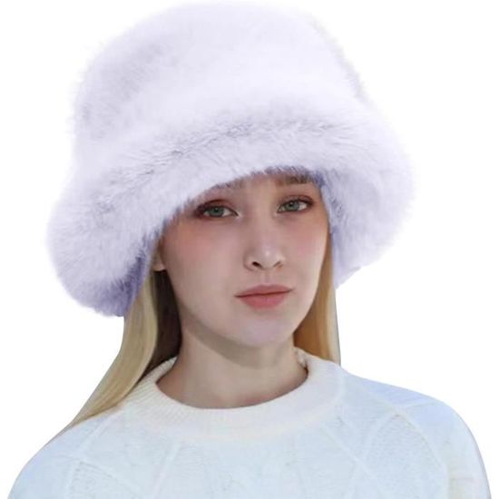 Chapeau Bob Femme Hiver En Fausse Fourrure - Duveteux, Réglable, Coupe-vent - Taille Unique 56.5-60 Cm, Léger Et Pliable