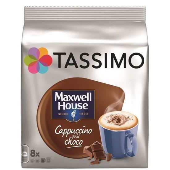 Tassimo Café Dosettes - 40 boissons Maxwell House Cappuccino goût choco  (lot de 5 x 8 boissons)