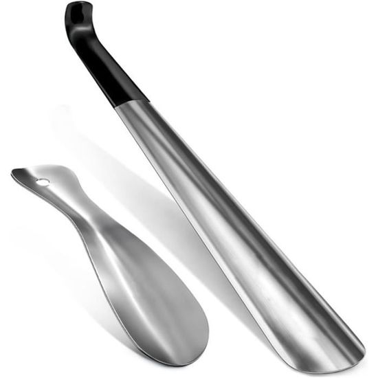 Lot De 2 Chausse-Pieds Longs 70 Cm - Métal Robuste Noir, Idéal Personnes Âgées Ou Dos Sensible