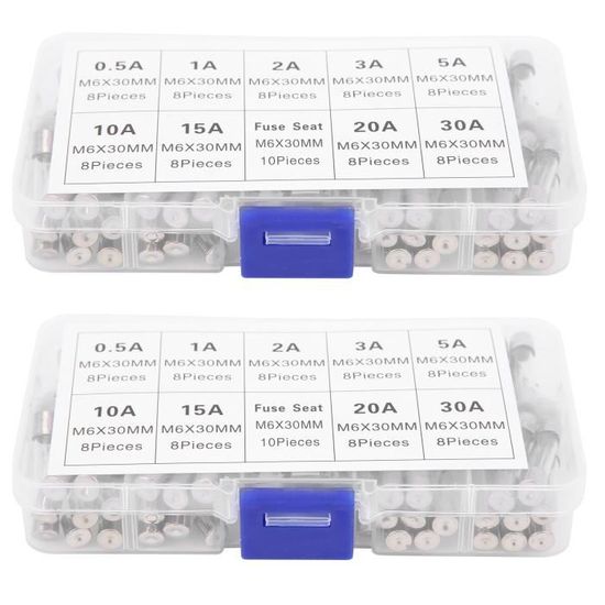 Kit 10 Fusibles Auto Verre Standard 5-30A – Lot Assorti 5A, 10A, 15A, 20A, 25A, 30A – Longueur 30 Mm Diamètre 6 Mm