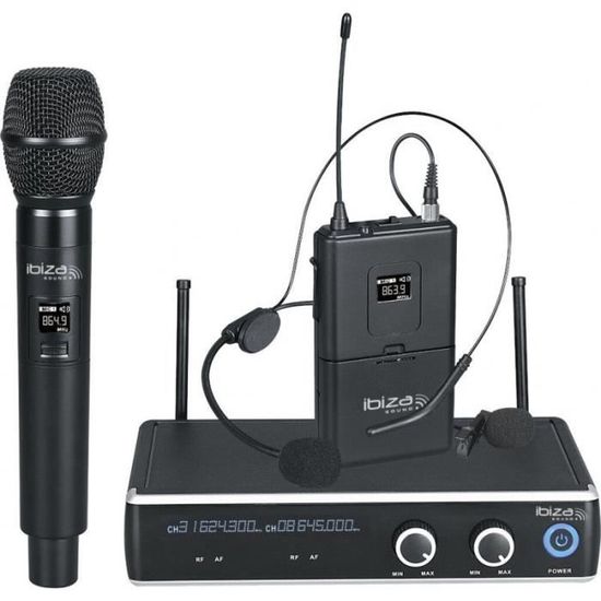Micro Sans Fil Ibiza PARTY-200UHF - Double Micro - 2 Canaux - Karaoké