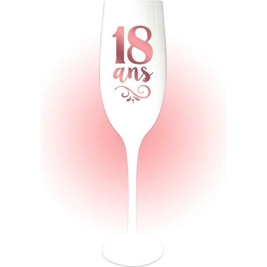 Coupe flute à champagne '18 ans' blanc doré rosé (gold pink) - 24x5 cm [Q8400]