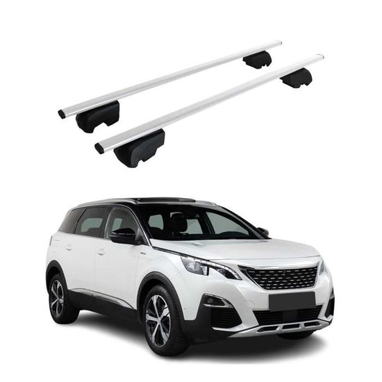 Barres de toit transversales pour Peugeot 5008 II Facelift 2020-24 Acier Gris 2x