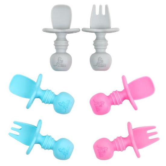 Cuillères Et Fourchettes Bébé PandaEar - Lot De 6 En Silicome Sans BPA - Pour Début De Diversification