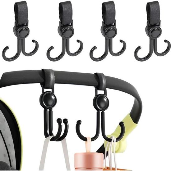 Lot De 3 Crochets Tournants 360° Noir - Pour Rangement Cuisine, Salle De Bain, Porte-clés