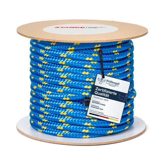 Corde Polypropylène Tressée 22mm X 20m - Bleu/jaune - Hydrofuge, Flottante, Anti-UV
