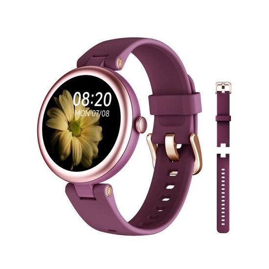 Montre Connectée Femme Homme Ronde Classique Rigide Boîtier-Bracelet