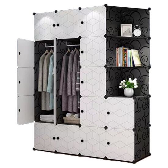 WeValley Armoire de Chambre Rangement en Plastique,17 cubes,2 étendoir