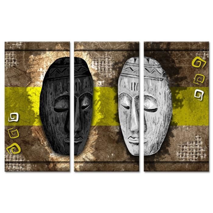 Tableau Déco Triptyque Les Masques - 120x80 cm - Cdiscount Maison