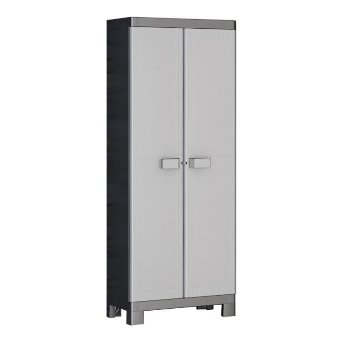 KIS Armoire de rangement Multispace Logico - 65 x 45 x 182 cm - Noir et gris