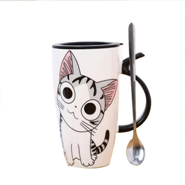 Chat personnalisé Mignon Mugs à café Noir et Blanc Motif Animal Tasses d'eau en céramique Tasse à café avec