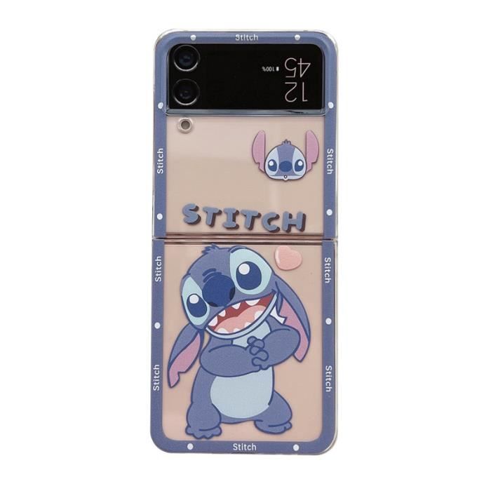Coque Samsung Z Flip 4-Stitch-Mignon -Transparent-Mince Léger-Repliement-Bleu