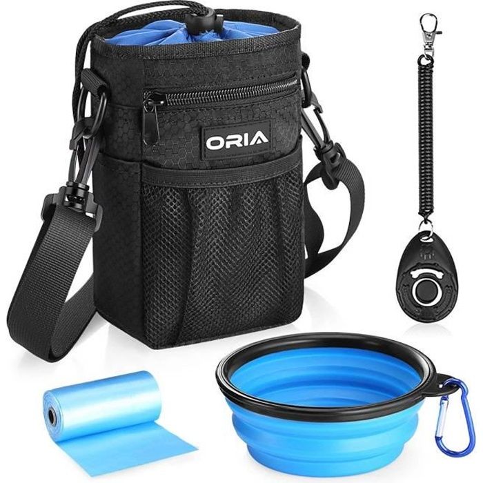 Sac Friandise pour Chien, Traiter chien pochette sac,Sac de Dressage Chien avec Clickers, Gamelles de Voyage, pour les Balades, Entr