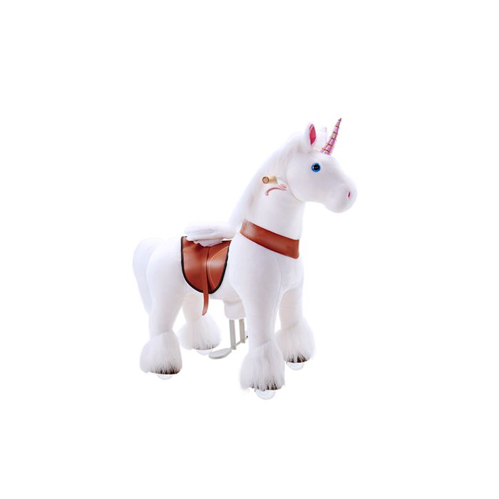 PonyCycle Modèle U Animal qui marche Peluche licorne blanche à roulettes avec frein Taille 3 pour les 3-5 ans Ux304