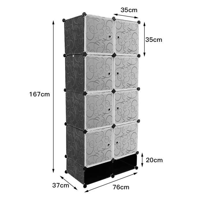 Armoire Penderie Portable Étagère de Rangement Cubes de Stockage Modulaire - Vêtements - Accessoires - 10 cubes - noir- Meerveil