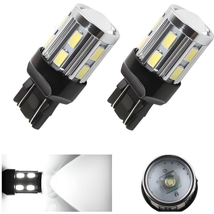 Ampoules T20 LED W21/5W Blanc Veilleuses CREE SMD 7443 feu de jour Auto 790LM