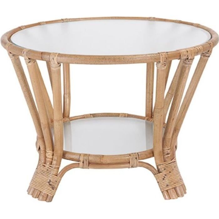 Table basse Rotin 74x51cm 74cm Bois Clair