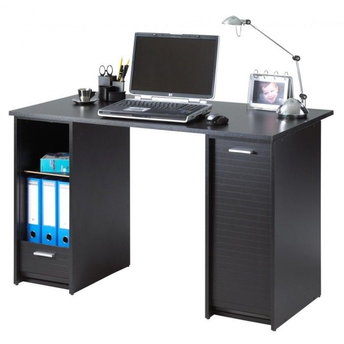 Bureau contemporain noir mat - L 120 cm