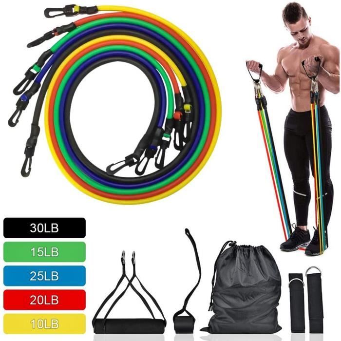 Bandes Elastiques Musculation Bandes de Fitness Kit Bande de Résistance Set, Fitness Elastiques Kit, pour Musculation 11PCS