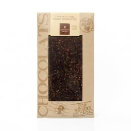 Tablette Chocolat noir à 73% et piment d'espelette Pur Beurre de Cacao, 100g