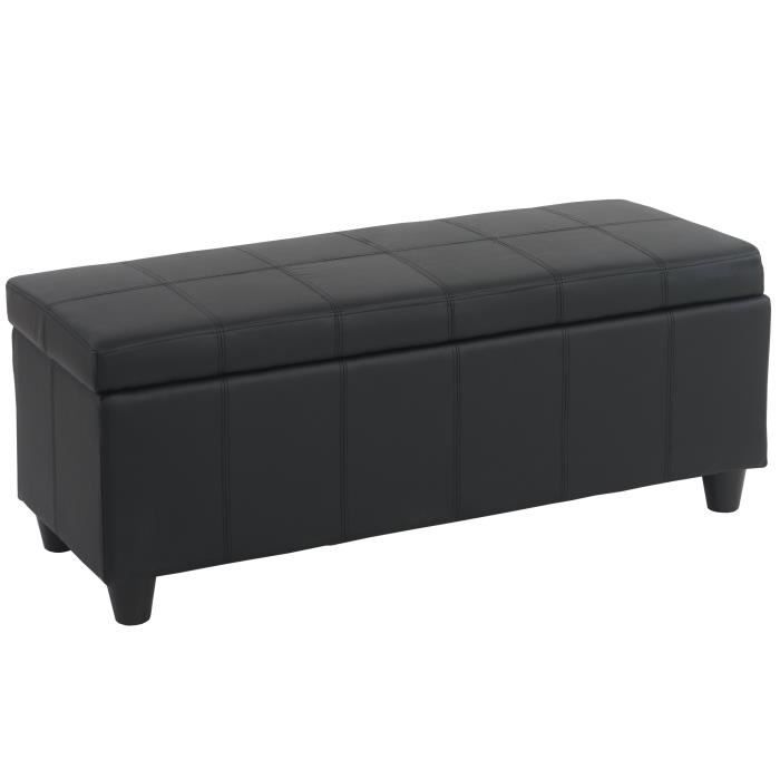 Banc/banquette/coffre de rangement Kriens,112x45x45cm, PU ~ noir mat.
