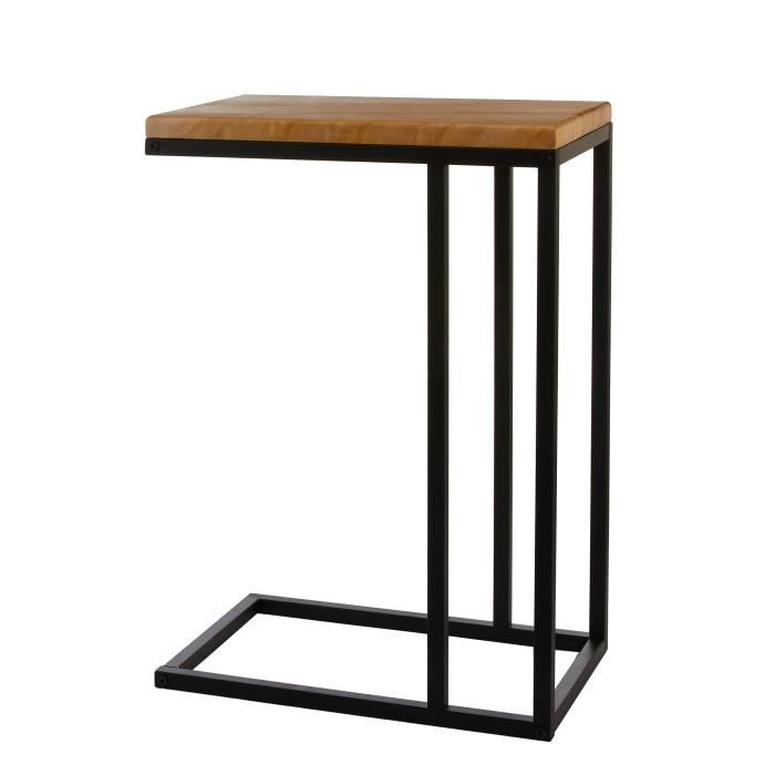 Mica Decorations Oskar Table d'appoint - L46 x B30 x H66 cm - Bois/Métal - Noir