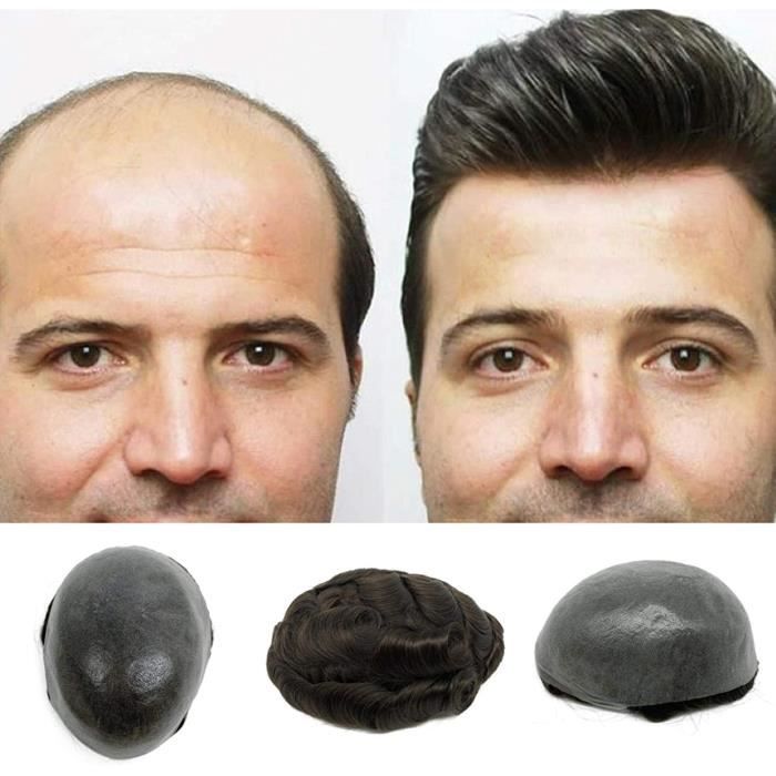 PERRUQUE Perruque Peau Fine Base Cheveux Humains Perruques Hommes Peaux Remplacement De Cheveux Toupet Homme1281