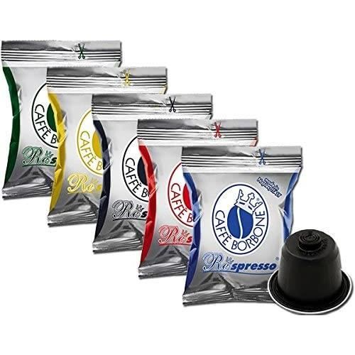 5 x 50 capsules Borbone Respresso Degustation 50 noires, 50 bleues, 50 red, 50 or, 50 dek compatibles Nespresso