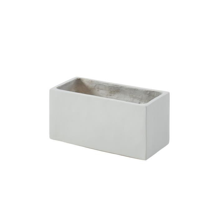 Bac à fleurs en fibre de verre style ciment - 44 x 22 x 20 cm - 20 L - Gris clair