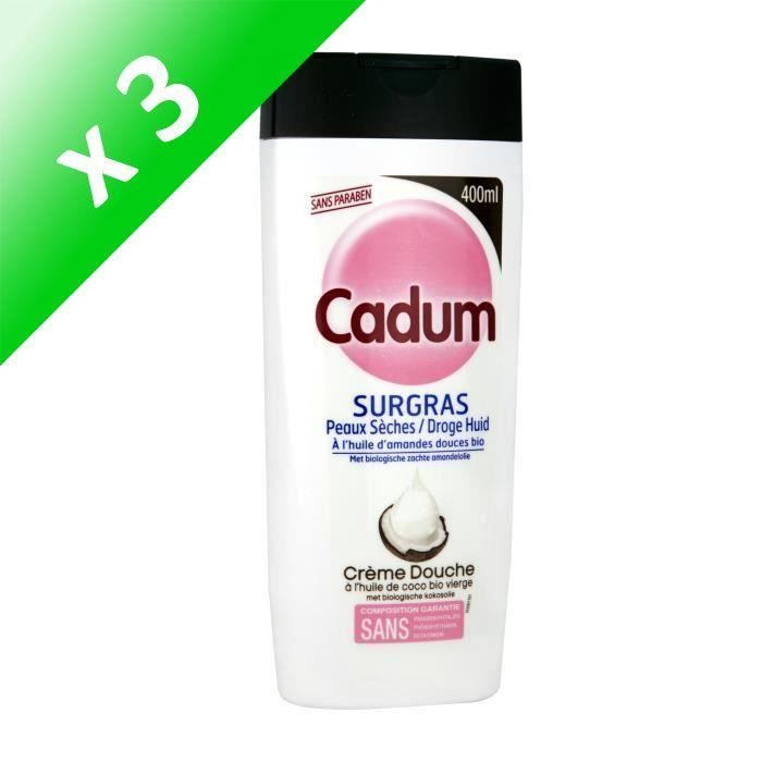 CADUM Crème de douche surgras - Noix de coco - 400 ml (Lot de 3)