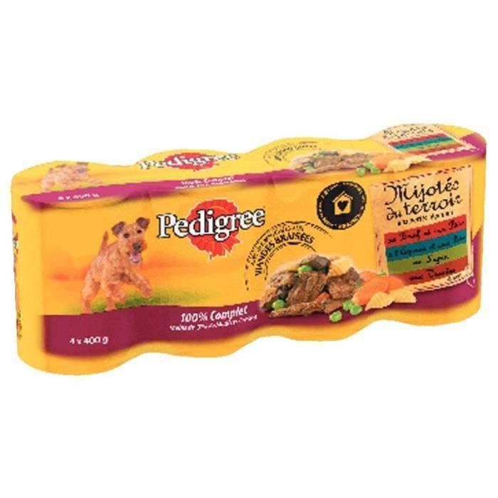 PEDIGREE Terrines mijotés - Pour chien - 4 x 400 g (Lot de 3)