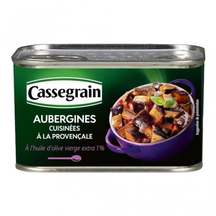 Cassegrain Aubergines Cuisinées à la Provençale à l’Huile d’Olive Vierge Extra 375g (lot de 5)