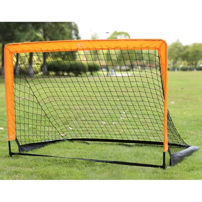 DAMILY® But de Football Cage de Foot Portable pour Enfant Extérieur Jardin Entrainement 120 x 80 cm Pliable Orange Noir