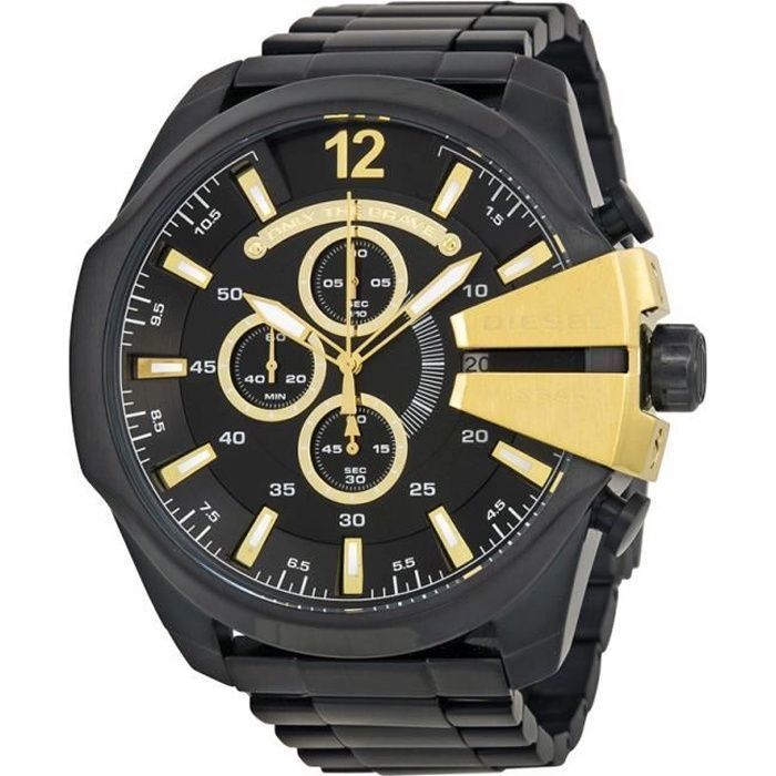 Diesel Montre D'Homme DZ4338 Cadran Noir Chronographe Bracelet Acier Inoxydable Noir