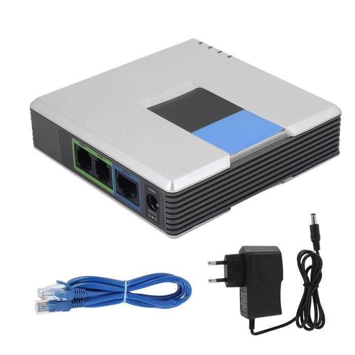 LEK Passerelle VoIP téléphone Internet 2 ports adaptateur SIP RJ45 câble pour Linksys PAP2T prise ue 100-240 V