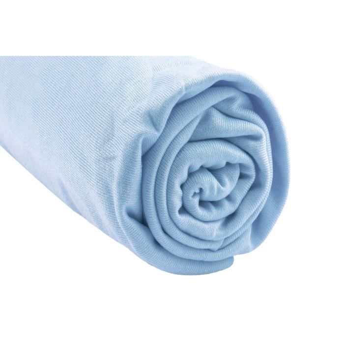 Drap housse Jersey Bambou - 90x190 Ciel