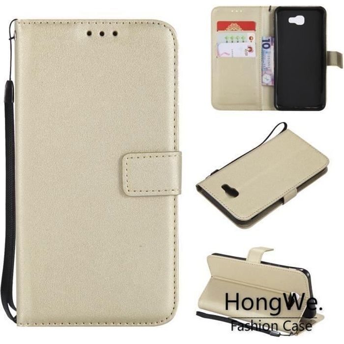 Housse Samsung Galaxy J3 2016 Etui de luxe Portefeuille Rétro Avancé Antichoc pour Samsung J310 Housse Luxe Or - HongWe.