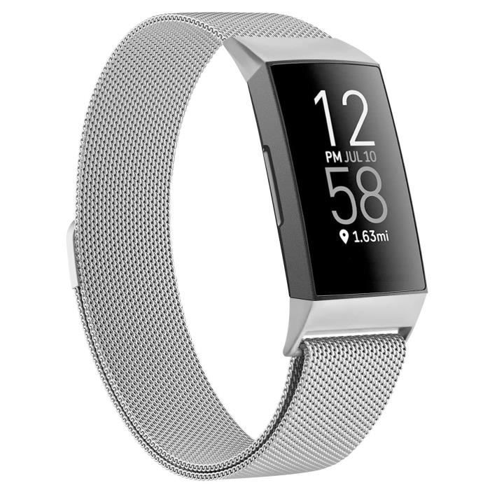 Bracelet pour Fitbit Charge 4/Fitbit Charge 3 Femmes Hommes- Bracelet Métal Rechange Acier Inoxydable avec Solidement magnétique