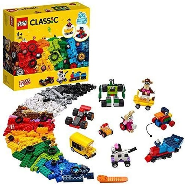 LEGO - LEGO 11014 Classic Briques et Roues - Jeu de Construction avec Voiture, Train, Bus, Robot pour Enfant de 4 Ans et +