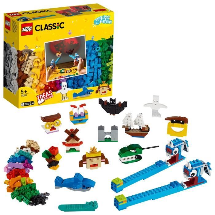 LEGO® Classic 11009 Briques et lumières - Jouets Créatifs de Construction, Théâtre d’ombres pour Enfants de 5 ans et +