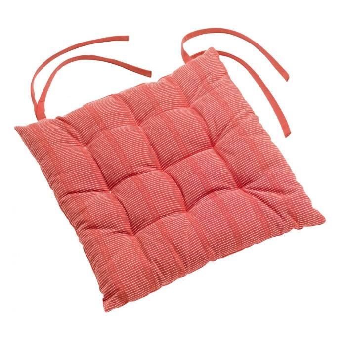Galette de chaise piquée 9 pts Pika coquelicot 38 x 38 x 4 cm Les Ateliers du Linge 38 X 38 X 4 COQUELICOT