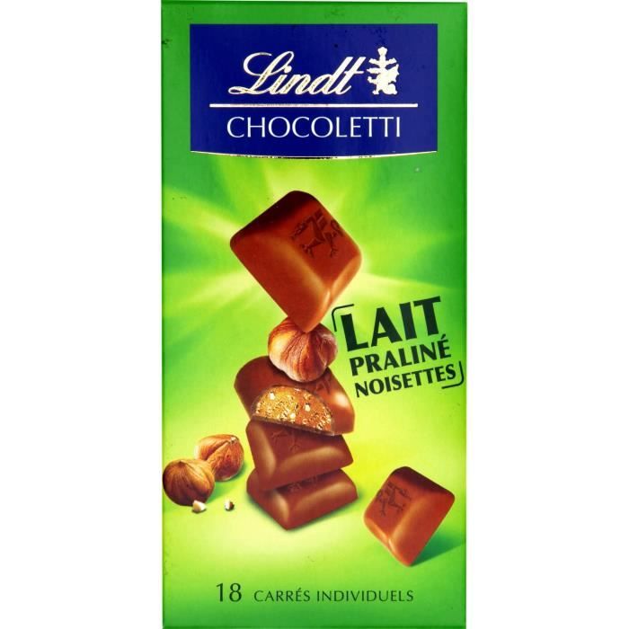 Lindt tablette de chocolat Chocoletti lait praliné noisettes 100g