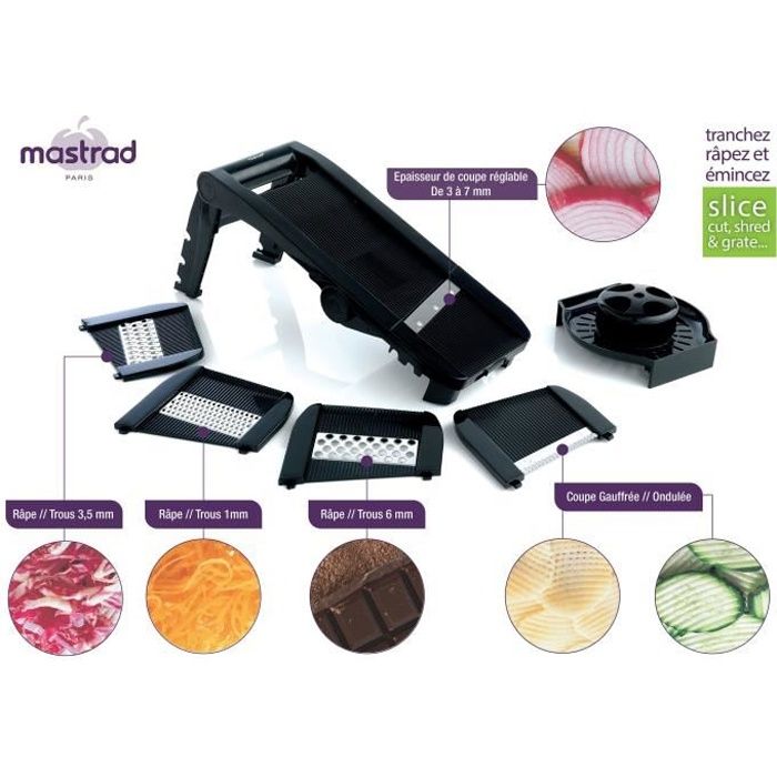 MASTRAD Mandoline multi-lames F21000 - 5 lames - Noir