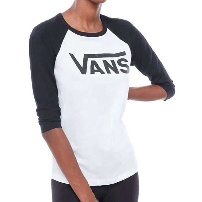 T-shirt à manches raglan Femme Vans Flying V Blanc-Noir
