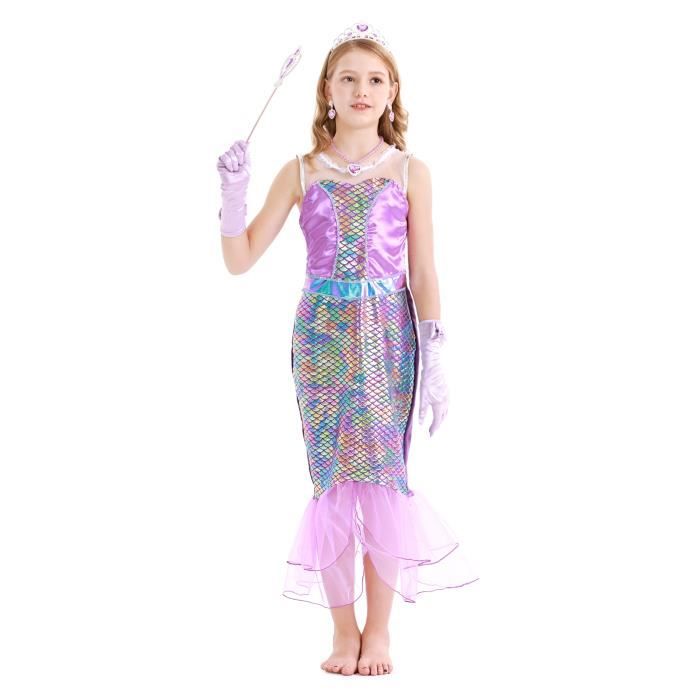 AmzBarley Filles Robe Princesse Enfant Déguisement Carnaval Fête Anniversaire Cosplay Noël d'Halloween Costume avec Accessoires
