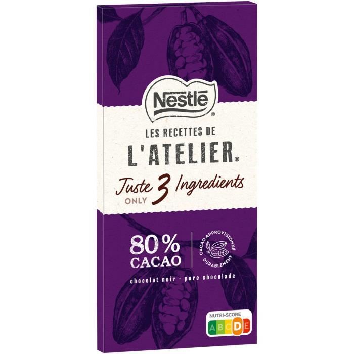 Cafe Moulu - NESTLE Les recettes de l'Atelier Chocolat Noir Corsé 80% - Tablette de 100 g