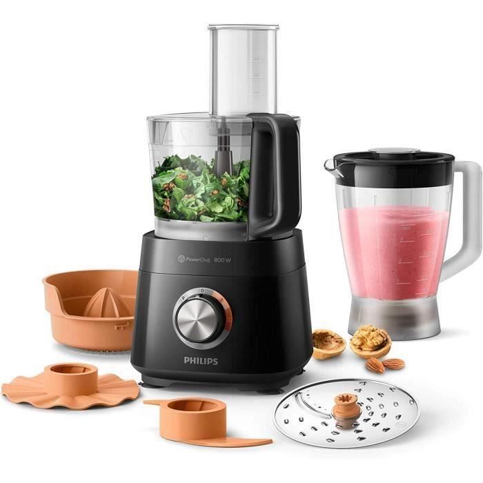 PHILIPS HR7510/10 Robot Compact Viva Collection - 800W, avec blender 1L et presse-agrume