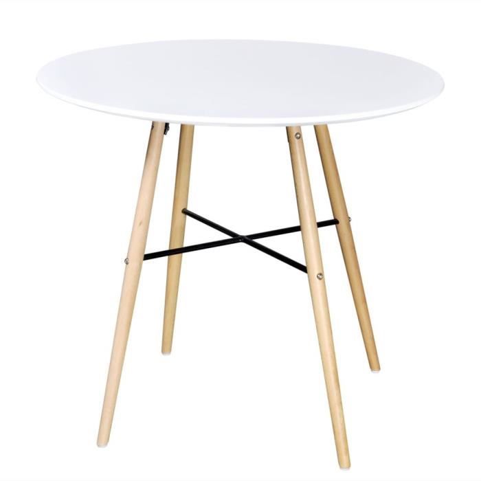 Table de salle à manger salle à dîner 80 x 72 cm Tables d'extérieur cuisine style contemporain ronde MDF Blanc
