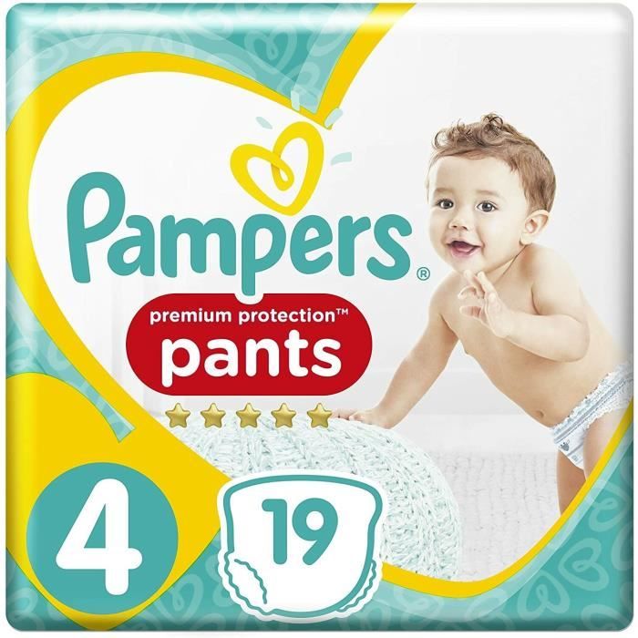 PAMPERS Premium Active Fit Pants Taille 4 8-14 kg - 19 Couches-Culottes
